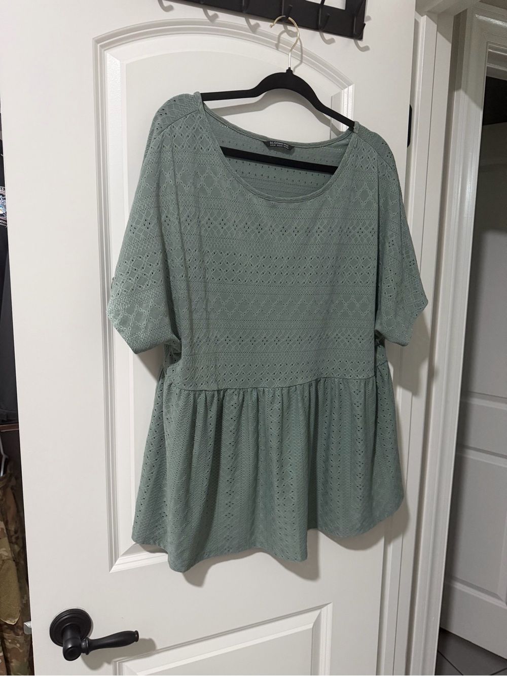 BloomChic Sage Eyelet Peplum Blouse